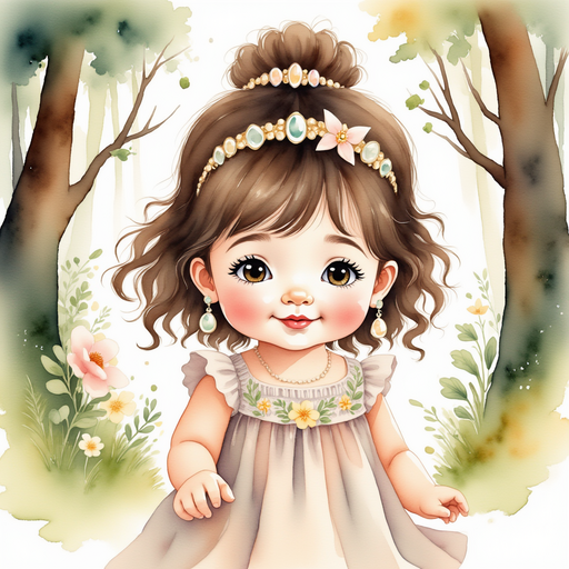 Princess Zoombella smiling at the tree trunks. In the background, tall trees with swirling vines