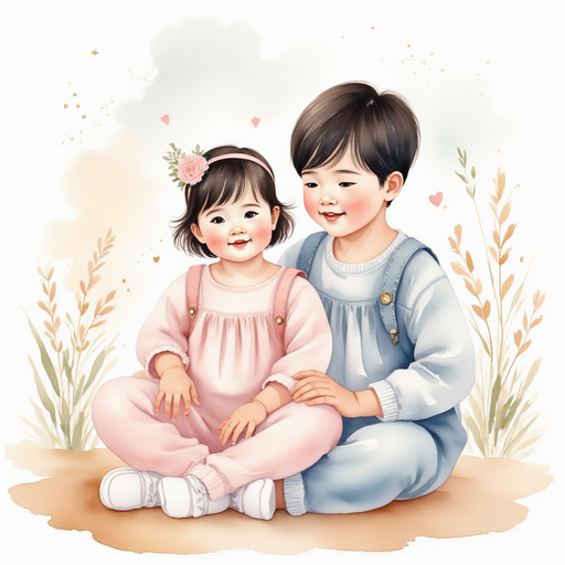 Grace with a young shy Asian boy