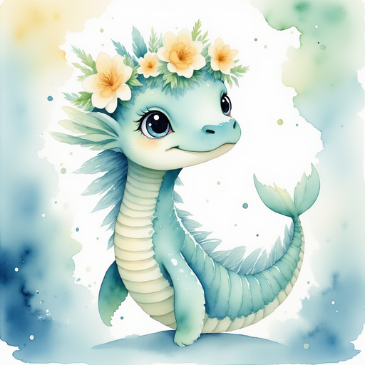 Nessie Sparkles tilts her head curiously. In the background, a soft blue glow lights up the hallway