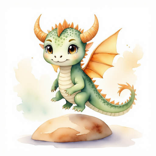 Ember Flare hovers with a light touch on the pebble. In the background, swirling white clouds.