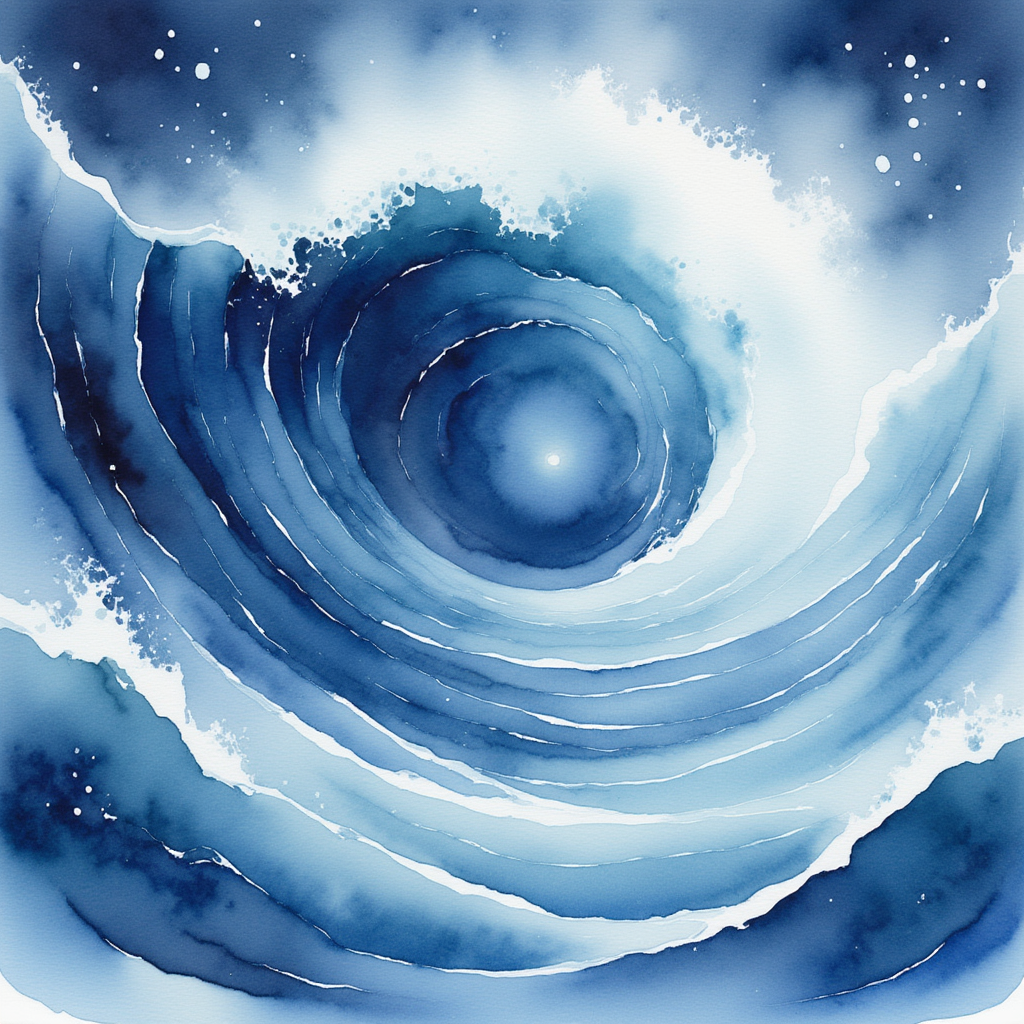 A hurricane brewing out in the ocean