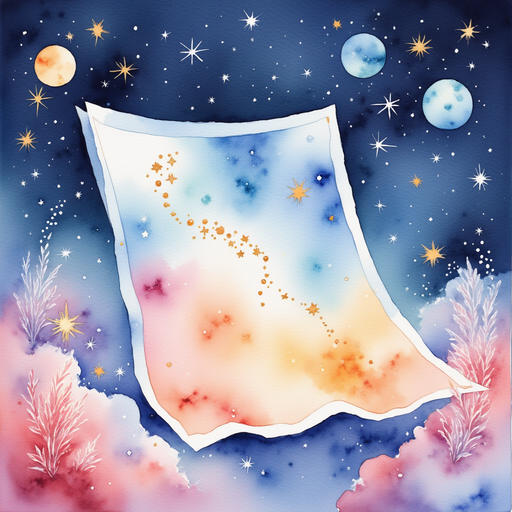 A bright, glowing map spreads across a dreamy table, dotted with sparkling paths. In the background, glittering stardust drifts softly.
