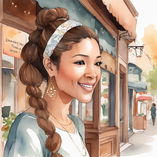 Renese brown wavy ponytail hairband disguising in front of fortune telling shop
