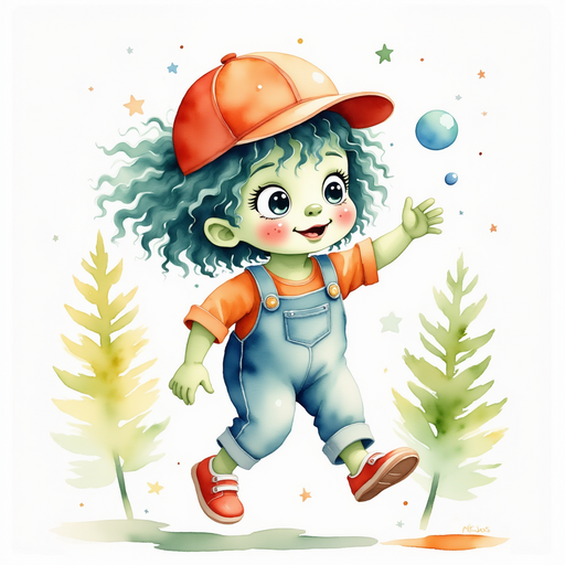 Zigzag Zander bounces, reaching for the cloud. In the background, wavy trees rustle softly.