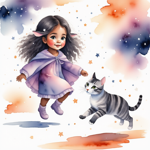 Orion guiding Luna Lighthug - who is black - with one wing stretched out in support. In the background, leaves shimmer with faint moonlight, creating dappled patterns