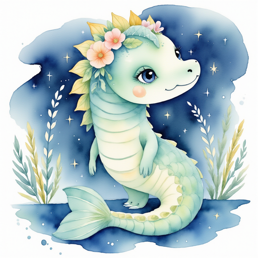 Nessie Sparkles looking curious In the background, swirling fireflies.