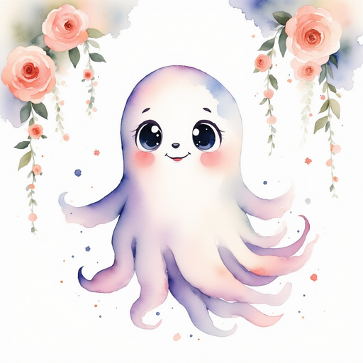 Glimmer Puff being pulled by the gust toward drooping roses. In the background, trailing vines dangle from tall arches.