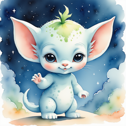 Zibloo points toward the distance In the background, swirling night clouds