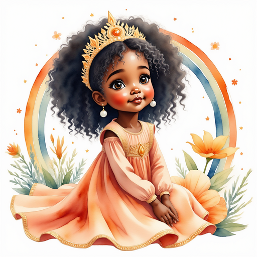 Show Queen Neena kneeling by a drooping flower with tears on its petals. In the background, a gentle rainbow