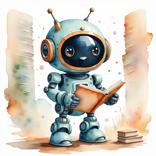 Blinky Sparx reading from a scribbled notebook. In the background, towering stacks of ancient manuscripts.