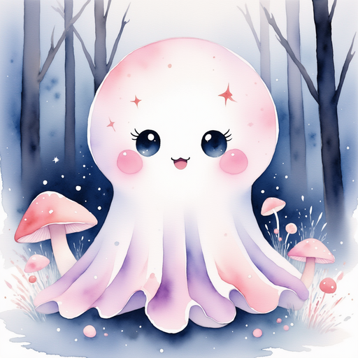 Glimmer hovers near a glowing mushroom. In the background, shadows of tall trees sway.