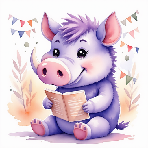 Show Brutus reading a small safety poster. In the background, bright flags hang from a metal arch