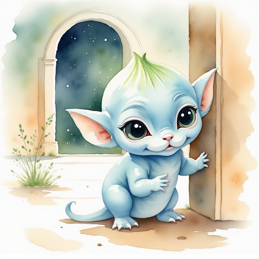 Zibloo peers around with wide, curious eyes, searching for clues. In the background, an open doorway leading to more secret hallways