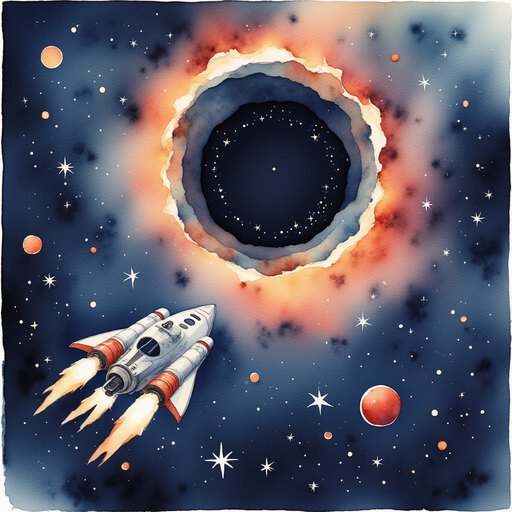 Spaceship is escaping from a black hole.