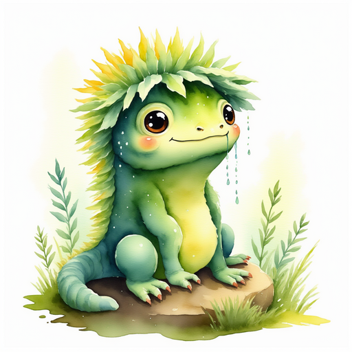 Blossom Sprout sits near a mossy rock, wiping a tear. In the background: a gentle trickle of water