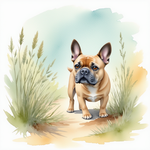 Milo - a French Bulldog - looking determined, heading towards Whiskers' hiding place.