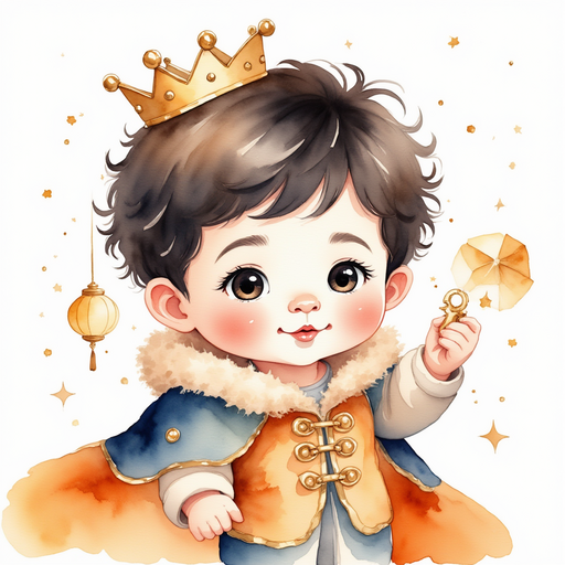 King Doodle Bum reaching out with a tiny key toward the chest. In the background glow faint chocolate lanterns.