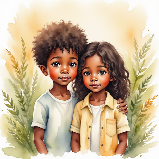 Michael comforting a young black girl with long hair