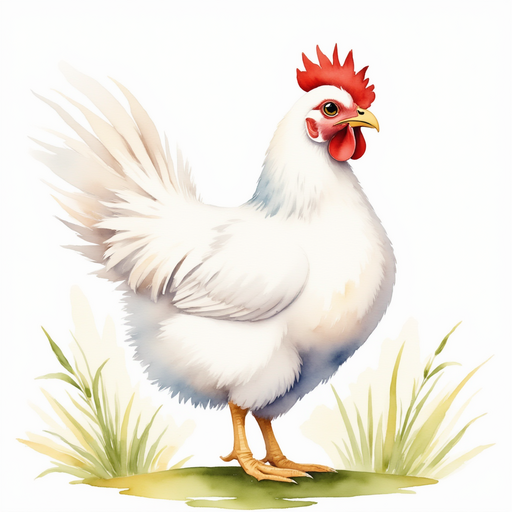 Cluckster waves a feathery wing high. In the background, the wind rustles tall grass.