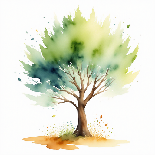 A rushing swirl of wind bends a tall tree. In the background are tumbling leaves.