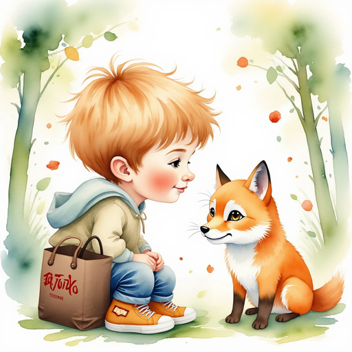 Sir Shiloh,a young boy. deep in thought, contemplating the riddles posed by Finn. In the background, the leaves of the Enchanted Forest dance gently to the symphony of the rustling breeze