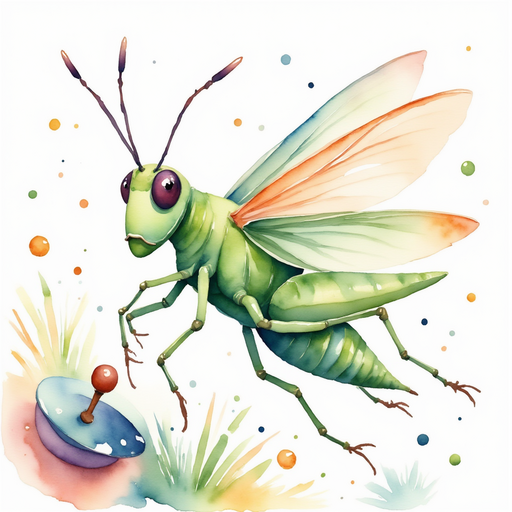 Buzzywhirl hovers near a toppled toolbox. In the background, swirling sparks from the spinning top throw soft shadows.