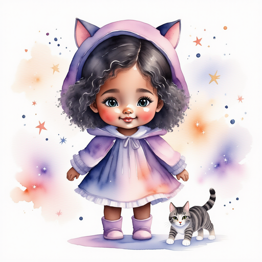 Show Luna Lighthug - who is black - is smiling gently. Swirling snow dancing in the wind