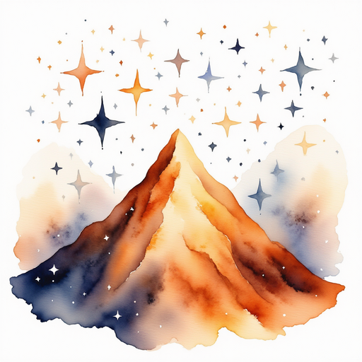 A shining hill glimmering with chocolate. In the background scattered star shapes twinkle.