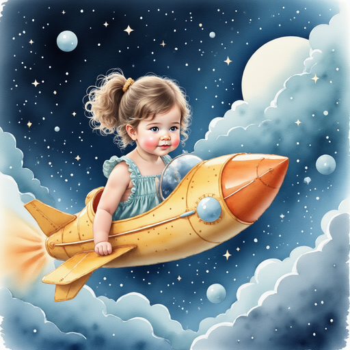 Sofia navigating her spaceship through a cosmic storm.