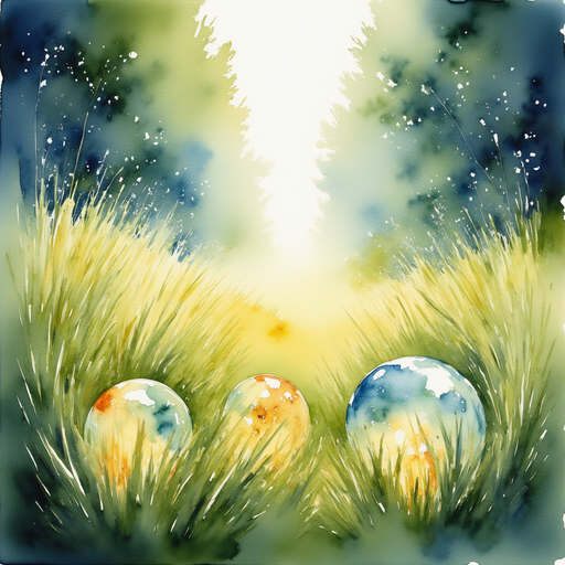Bright shards of lantern glass lying in the tall grass. In the background, faint outlines of the trees stand guard over the field.