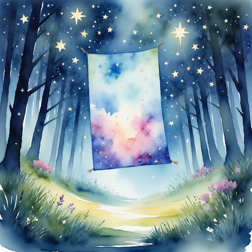 A shimmering poster hovers in mid-air, glowing with magical light. In the background, more enchanted posters swirl around.