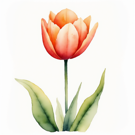A tall, smiling tulip with bright petals sways in the breeze. In the background, big leaves whisper.