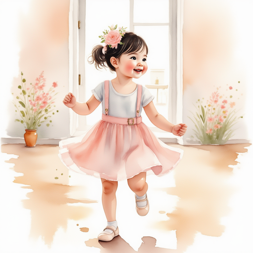 Grace dancing joyfully in her dance school.