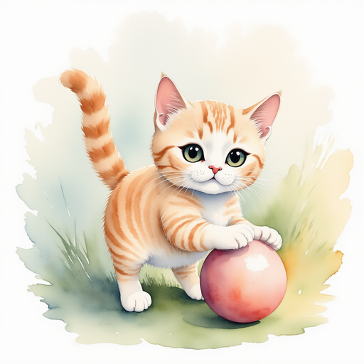 A cat playing with a ball