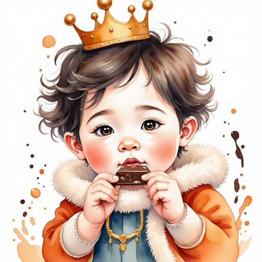 King Doodle Bum carefully wipes chocolate from the control switches. In the background, spattered chocolate drips