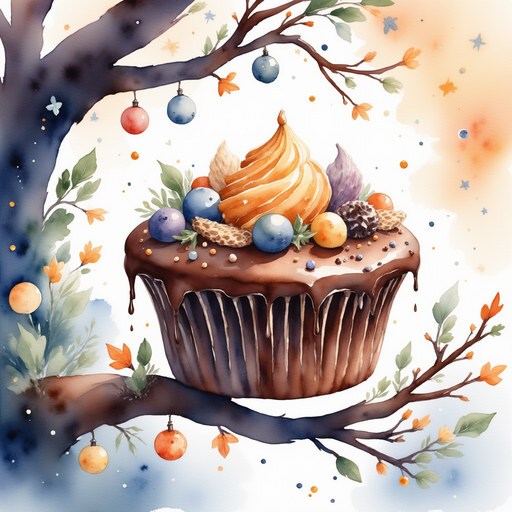 The chocolate crown sits high on a secret branch. In the background, twinkling fairy lights