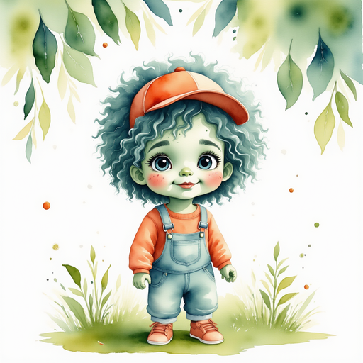 Zigzag Zander standing up from his grassy nap spot, looking refreshed. In the background, pale moonbeams shine through leafy branches.