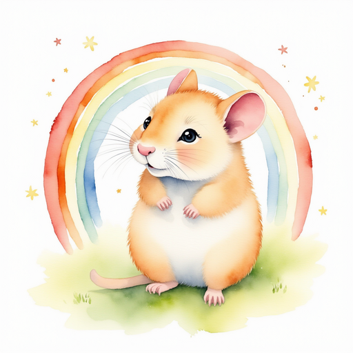 Matilda gazes joyfully as a rainbow forms around the newly planted friendship tree. In the background, a bright rainbow arcs across the sky.