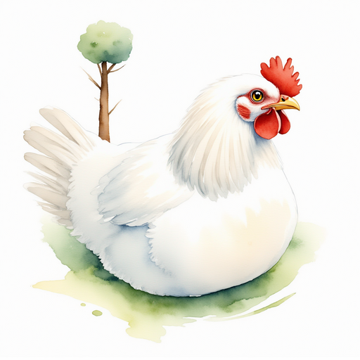 Show Cluckster with a gentle, worried look. In the background stands a tall tree.