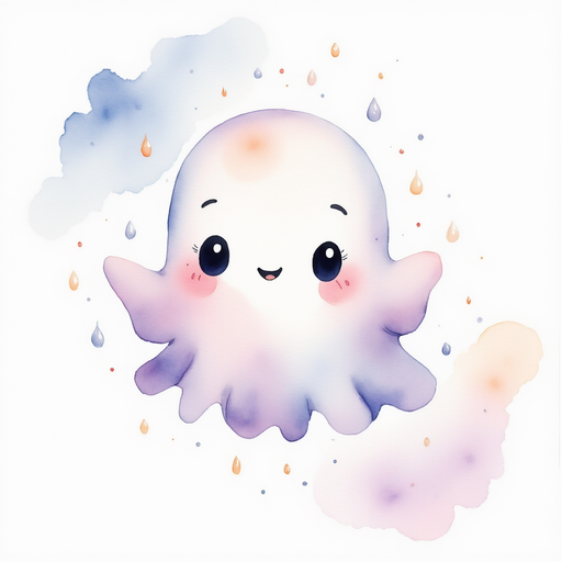 Show Glimmer Puff pointing at small raindrops. In the background, soft sky swirls.