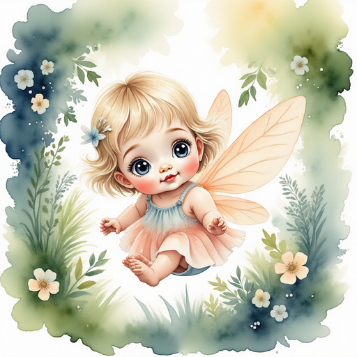 Show a tiny, glittering fairy hovering in front of someone not shown in the image. Mysterious and lively deep woods filled with mystical energy.