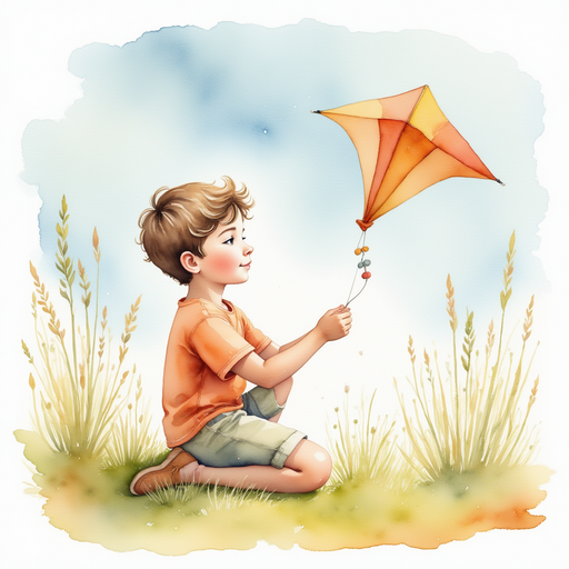 Diego working carefully to fix the kite.