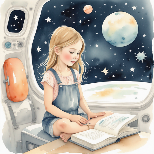 Vivian building a spaceship, with her space book next to her.