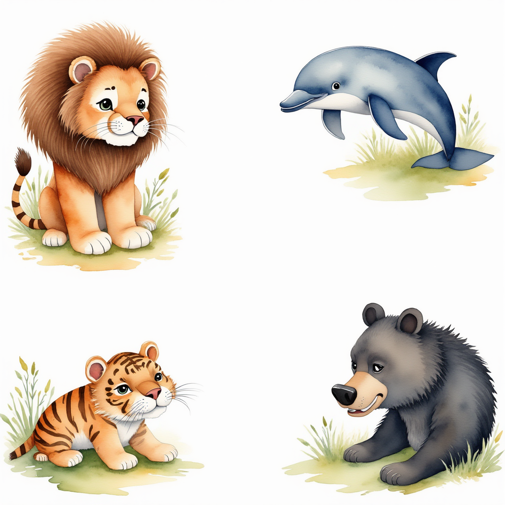 Lions, dolphins, tigers, bears, alligators