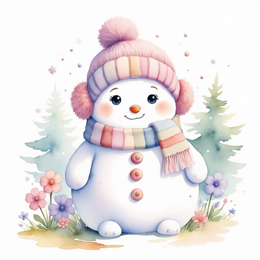 Frostyline Fable standing beside a patch of purple blossoms, tipping a playful hat. In the background, an old oak tree stands at the meadow's edge