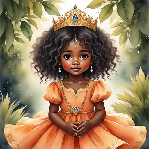 Queen Neena with her hands folded in front of her chest, talking softly. In the background, dim rays of light filtering through the leaves