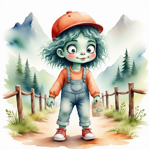 Zigzag Zander stands near the start of a long, wooden bridge, clutching a small map in one hand. In the background, thick mist swirls across towering mountains