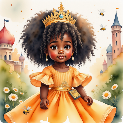 Show Queen Neena with wide eyes as the ball hits the hive. In the background stands the tall, colorful castle.
