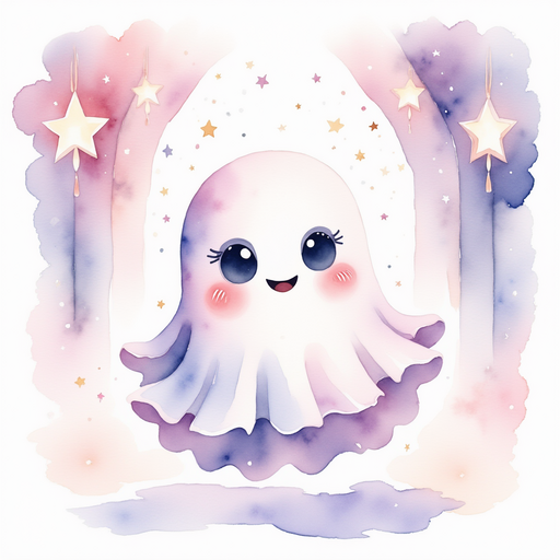 Glimmer Puff holding out a gentle swirl of light In the background: A corridor lined with star-shaped lamps