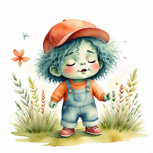 Zigzag Zander yawning as Bloss gently nudges him toward a cozy patch of grass. In the background, twisted roots form a small arch near a sleepy patch of flowers.